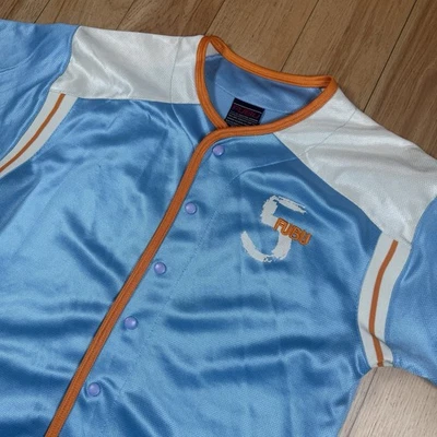 老式Fubu 05体育系列棒球服男式XL粉蓝色纽扣Y2K — 第 1/4 张图片