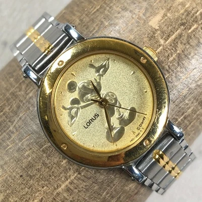 Женские двухцветные кварцевые часы Lorus V821-0750 Disney Mickey Mouse 25 мм 5 3/4 дюйма - Изображение 1 из 4