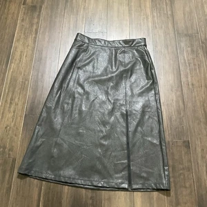 Falda SPANX Imitación Cuero Negra Midi Línea A Frontal Abertura Cintura Alta Talla Grande - Imagen 1 de 8