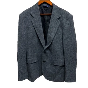 Vintage Pendleton 100% Wool Blazer Gray Blue Black Tweed Size 38 Two Button - Picture 1 of 14