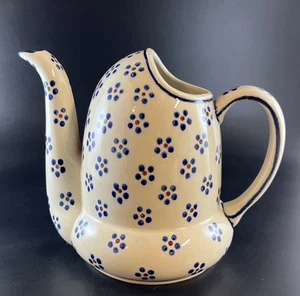 Olla de riego/lata de cerámica pintada a mano polaca vintage Boleslawiec puntos margaritas - Imagen 1 de 7