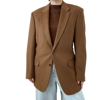 Chaqueta Blazer Abrigo Deportivo Haspel Para Hombres Marrón Tostado 100% Cachemira Talla 42L Foto 1 de 4