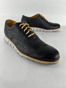 Cole Haan Men's 10.5 M ZeroGrand Wingtip Oxford Black Yellow C29826 Bull Leather - Picture 1 of 11