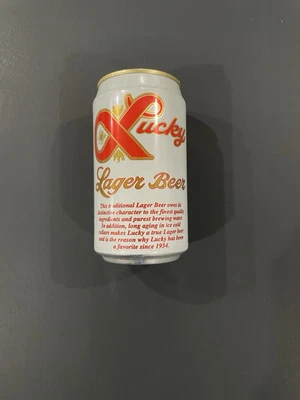 Lucky Lager Beer Can. Brewed by Pabst. Bottom Opened. Combined Shipping. - Image 1 of 4
