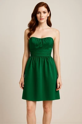 Alfred Angelo изумрудно-зеленый без бретелек собранными в Рюш подружки невесты коктейльное платье размер 6 - Изображение 1 из 4
