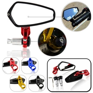 2PCS CNC Universal Motorcycle 7/8" 22mm Handle Bar End Rearview Side Mirrors - Imagen 1 de 11