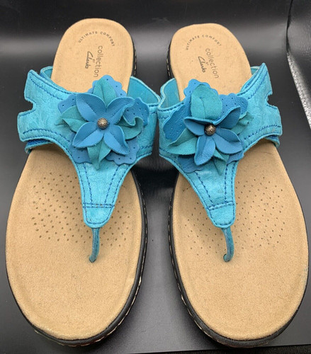 Sandali Clarks Ultimate Collection Laurieann Gema perizoma pelle turchese taglia 8N