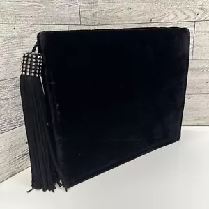 Único Bolso sin asas de terciopelo negro Bolso de hombro Cartera Noche Borla Brillante Formal Baile de graduación - Imagen 1 de 11