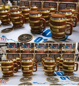 1/1 Scale ONE PIECE Luffy Zoro Beer Barrel Cup Resin Statue Stainless Steel Mug - Bild 1 von 24