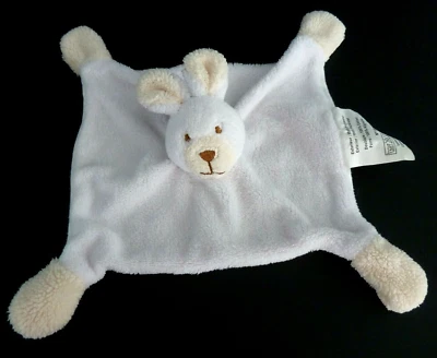 *. DOUDOU PLAT BABOU LAPIN BLANC ECRU JAUNE MARRON EXCELLENT ETAT - Photo 1/4