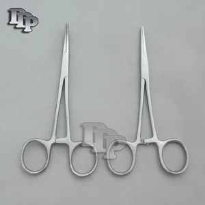 2 Pieces Rankin Crile Hemostat Locking Forceps Straight & Curved 5.5" Surgical - Picture 1 of 2