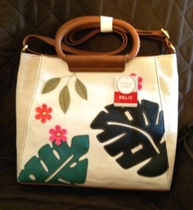 Nuevo Bolso Bandolera Reliquia Tropical Marrón Tostado Adornado Fiona Palmeras Floral - Imagen 1 de 9