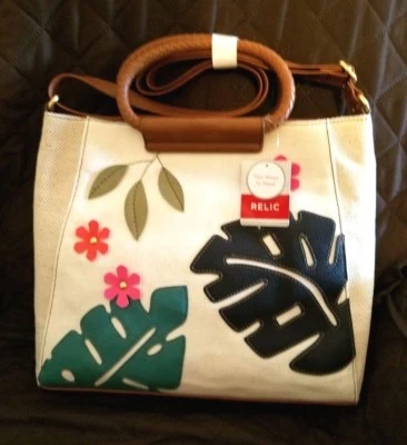 Nuevo Bolso Bandolera Reliquia Tropical Marrón Tostado Adornado Fiona Palmeras Floral Foto 1 de 4