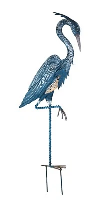 Gran estaca de jardín de metal garza azul Foto 1 de 4