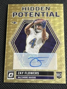 Zay Flowers 2023 Donruss Optic Hidden Potential Rookie Gold Vinyl 1 Of 1 Auto - Picture 1 of 2