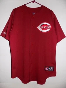 Camiseta Cincinnati Rojos Majestic Botón Completo Rojo Nuevo con Etiquetas - Imagen 1 de 5