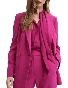 Witchery Waisted Blazer and Pants Suit in Fuchsia Pink Size 4 To 6 Fit - Picture 1 of 12