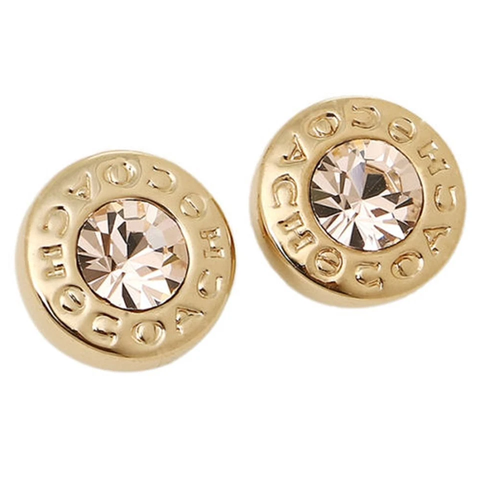 Coach Open Circle Stone Stud Earrings Gold Tone T51103 51193