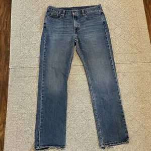 Vintage Faded Glory Jeans Mens Size 36X34 Blue Denim Distressed Straight Fit - Picture 1 of 9