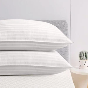 Cotton Pillows Set of 2 Breathable Hotel Quality Down Alternative Bed Pillow - Picture 1 of 7