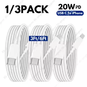 20W PD Fast Charging Cable USB C Charger Cord For iPhone 14/13/11/12 Pro Max Lot - Picture 1 of 16