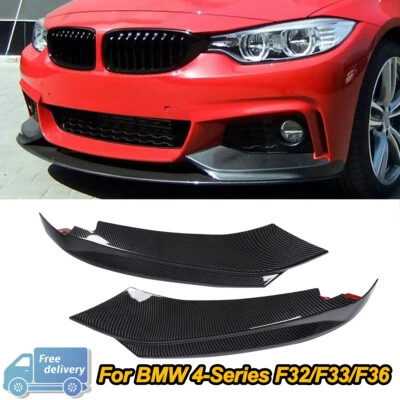 Front Bumper Splitters Lip For BMW 4-Series F32 430i 2014-2020 Carbon Fiber Look - Image 1 of 4