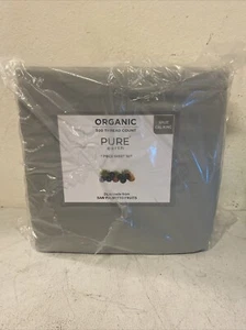 Pure Earth Organic 300 Thread Count 7-piece Sheet Set SPLIT CAL- KING GRAY - Picture 1 of 4
