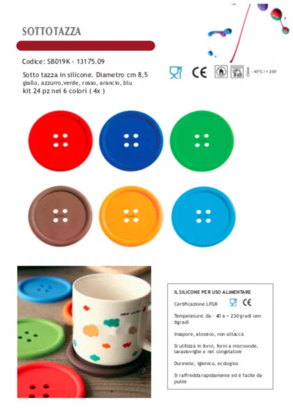 Stock 24 pezzi di sottotazza  IN SILICONE colori assortiti Smarty - Immagine 1 di 1
