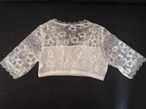 Dirndl Bluse Top Spitze halbarm mit Gummizug weiß Gr. XL 42 NEU - Bild 1 von 5