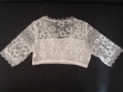 Dirndl Bluse Top Spitze halbarm mit Gummizug weiß Gr. M 38 NEU - Bild 1 von 3