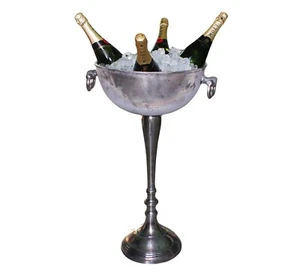 Silver Floor Standing Large Distressed Look Ice Champagne Wine Cooler Bucket - Picture 1 of 3