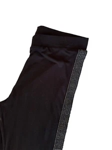 M&S COLLECTION .. Black Leggings with Gold Lurex Side Stripe Sz 10R - Picture 1 of 3