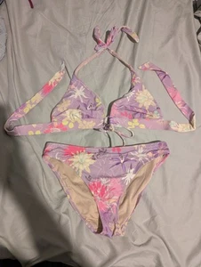 Victoria's Secret Swim purple floral Large top medium bottoms - Picture 1 of 10