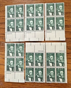 SIX MINT PLATE BLOCKS ~ (Gum Damaged)  Sc # 1113 ABRAHAM LINCOLN 1959 - Picture 1 of 5