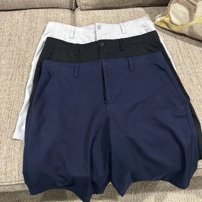 Under Armour Youth XL Adjustable Waist Shorts Set Of 3 (Gray, Black, & Navy) - Image 1 of 4