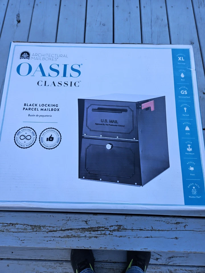 Architectural Mailboxes Oasis Classic Galvanized Black Steel Locking Mailbox - Image 1 of 4