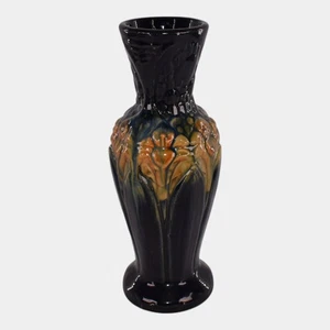 Brush McCoy Majolica Amaryllis 1926 Art Pottery Blended Blue Yellow Vase - Picture 1 of 6