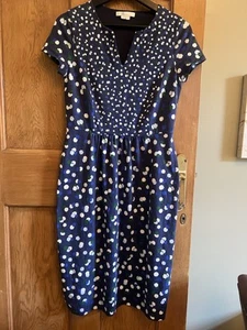 Boden Women's Blue Floral Knee Length A-Line Dress Stretch Size UK 10L - Picture 1 of 6