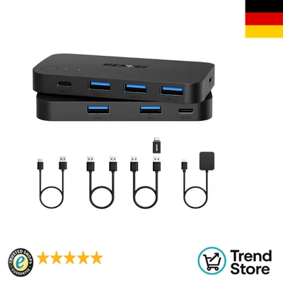 USB 3.0 Switcher 2 in 4 Out | USB-C & USB-A Kompatibel | KVM-Selector - Bild 1 von 4