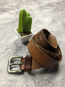 Vintage Levis Made in USA Belt Brown Leather Y2K Streetwear - Picture 1 of 10