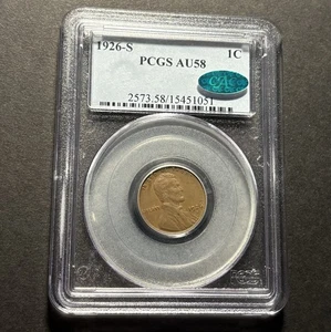 1926-S Lincoln Wheat Cent — PCGS AU58 CAC ✅ Semi Key Date  - Picture 1 of 4