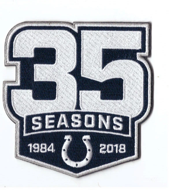 New 3 3/4 x 4" Indianapolis Colts 35 Seasons Iron on Patch Free Ship - Image 1 of 1