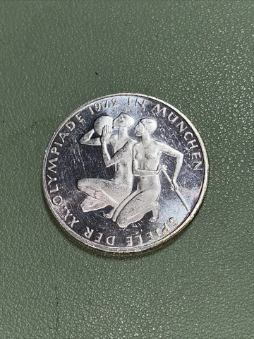 1972 G Germany 10 Deutschmark Mark - World Silver Coin KM 132 BU Munich Olympics Cover