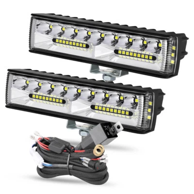 2X 6"Inch White Square Side Shooter Spot Flood Beam LED Pod Lights LED Light Bar - Image 1 of 4
