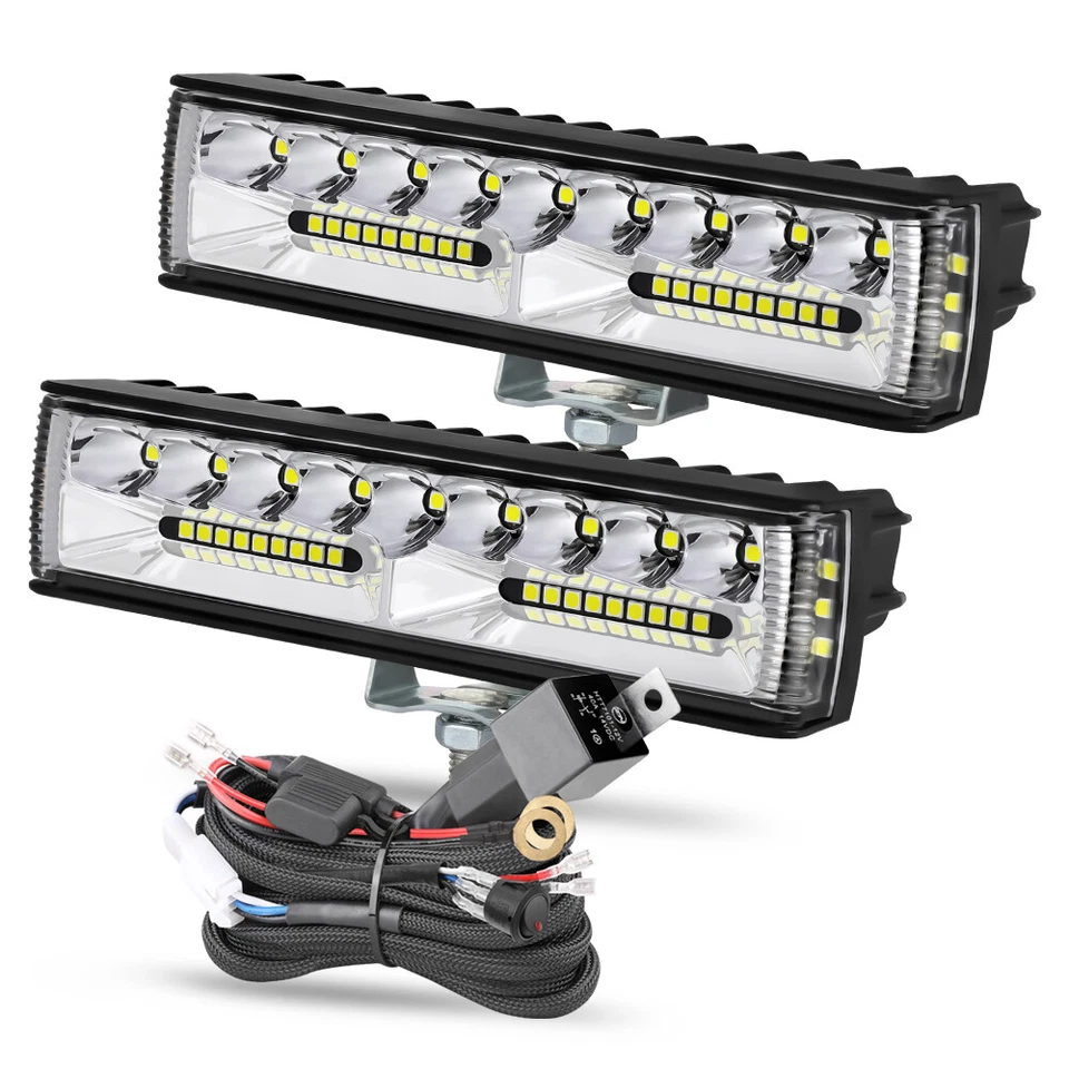 2X 6"Inch White Square Side Shooter Spot Flood Beam LED Pod Lights LED Light Bar - Image 1 of 4