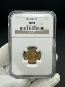 1852 O USA $2.50 Liberty Gold Coin - NGC AU58 - Picture 1 of 4