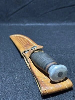 Cuchillo de colección con estuche de hoja fija con estuche de cuero original funda XX Foto 1 de 4