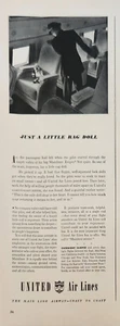 1940 United Air Lines Airway coast to coast Vintage Ad just a little rag doll - Bild 1 von 2