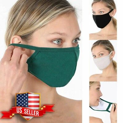 Soft Cotton Face Mask Double Layer Fashionable Reusable Cloth Washable Men Women - Image 1 of 4