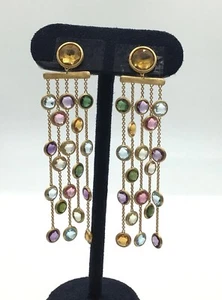 Designer Marco Bicego 18K Gelbgold JAIPUR 5 Stränge Multi Stone Tropfen Ohrringe - Bild 1 von 4
